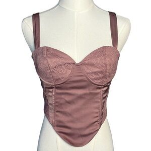 Meshki Rose Satin Lace Bustier Top Size S